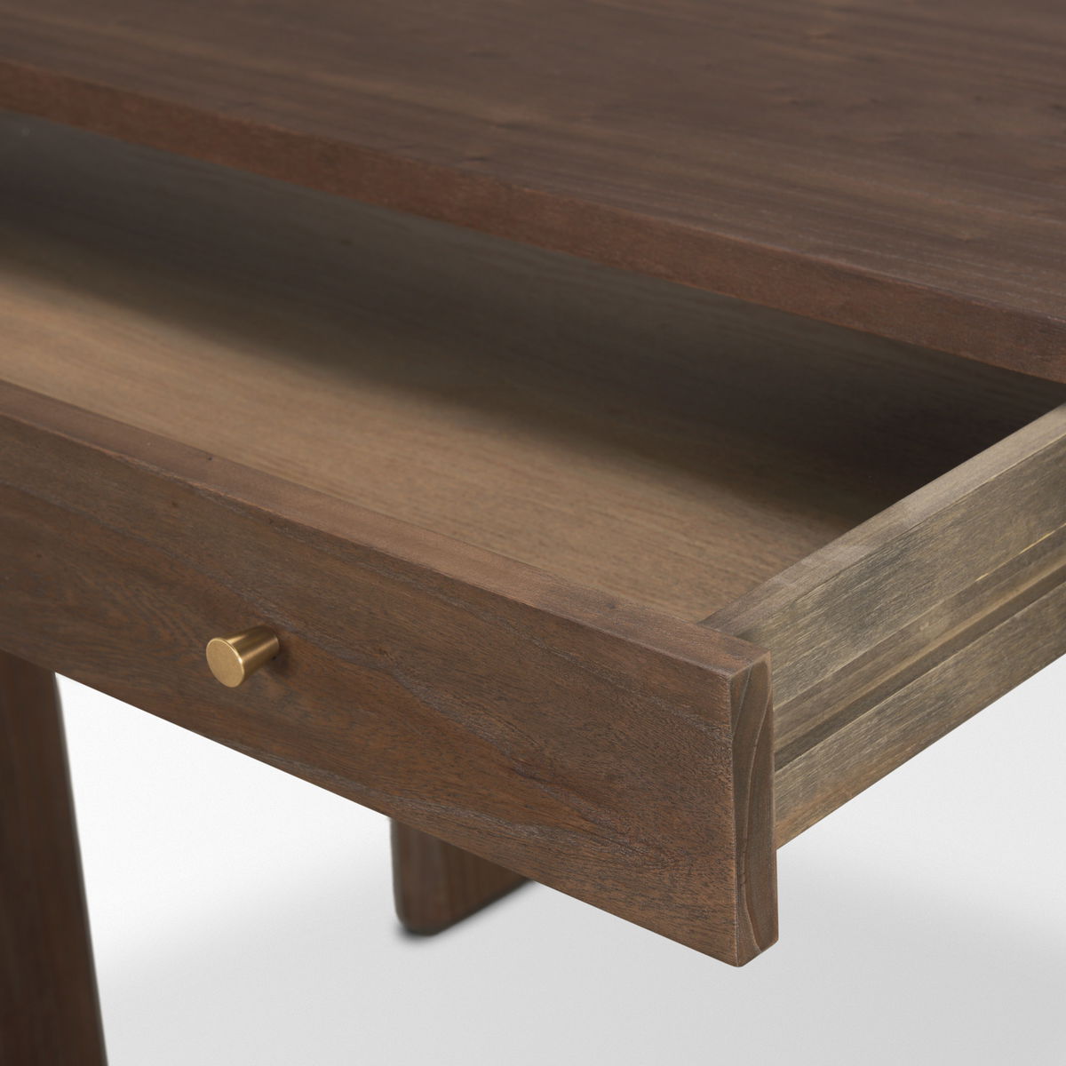 Sohan Dark Brown Elm Wood Oblong Desk, by Mercana, 59" length x 25" width x 30" height View 12