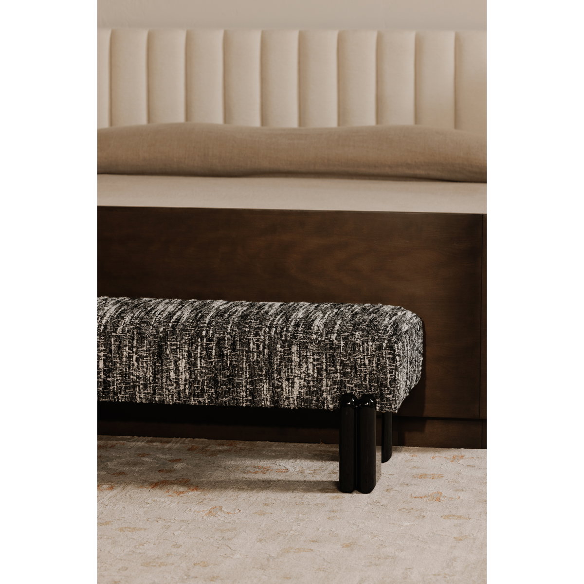 Priya Bench Black, Benche by Moe's Home, 55.9" width x 16.5" height x 20.5" depth View 5