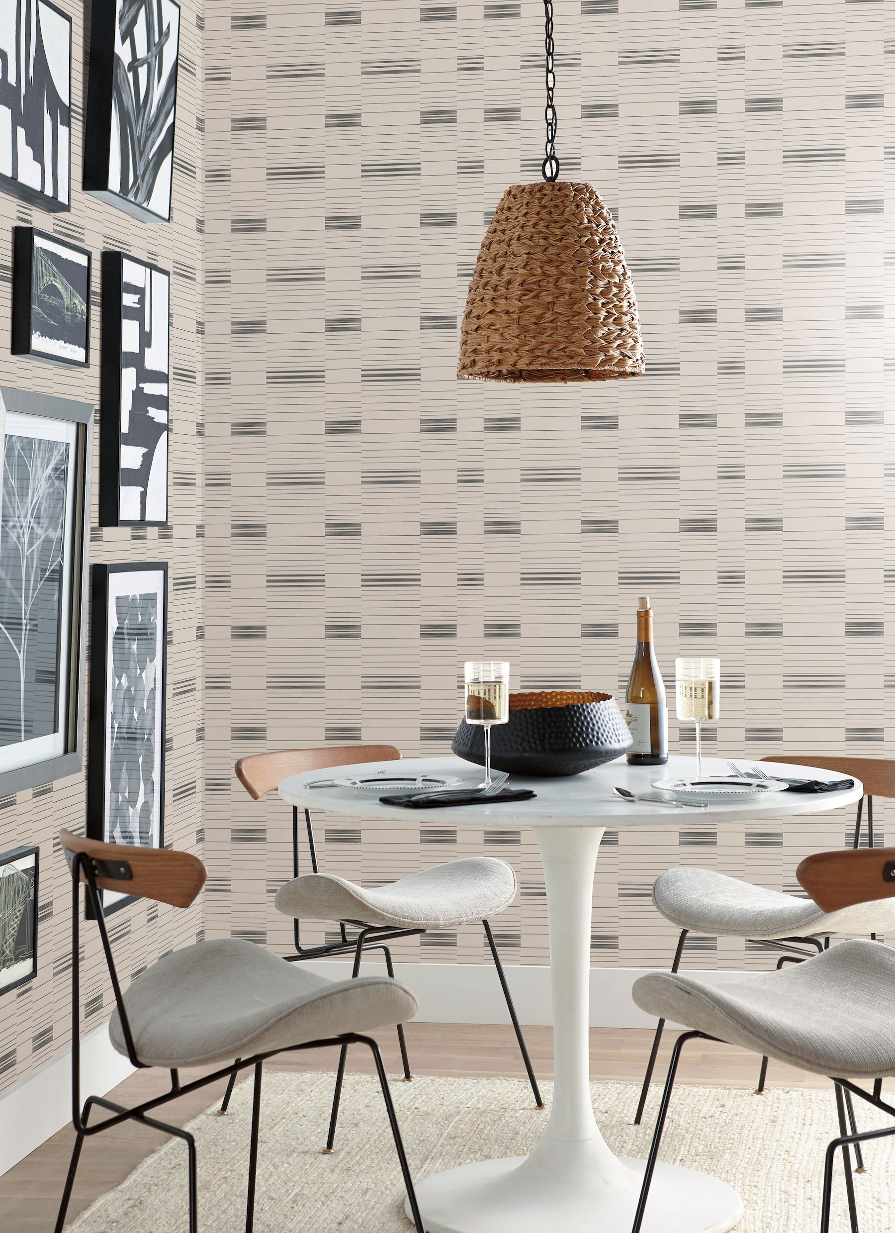 Black & Beige Dashing Stripe Wallpaper large image 