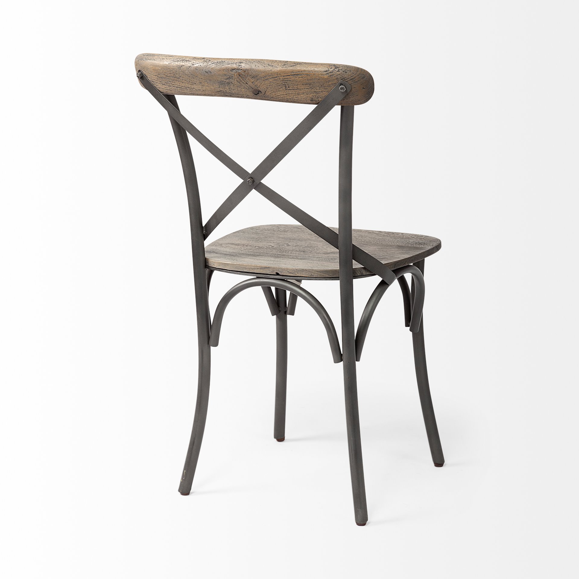 Etienne I Brown Solid Wood Seat Grey Iron Frame Dining Chair large image 