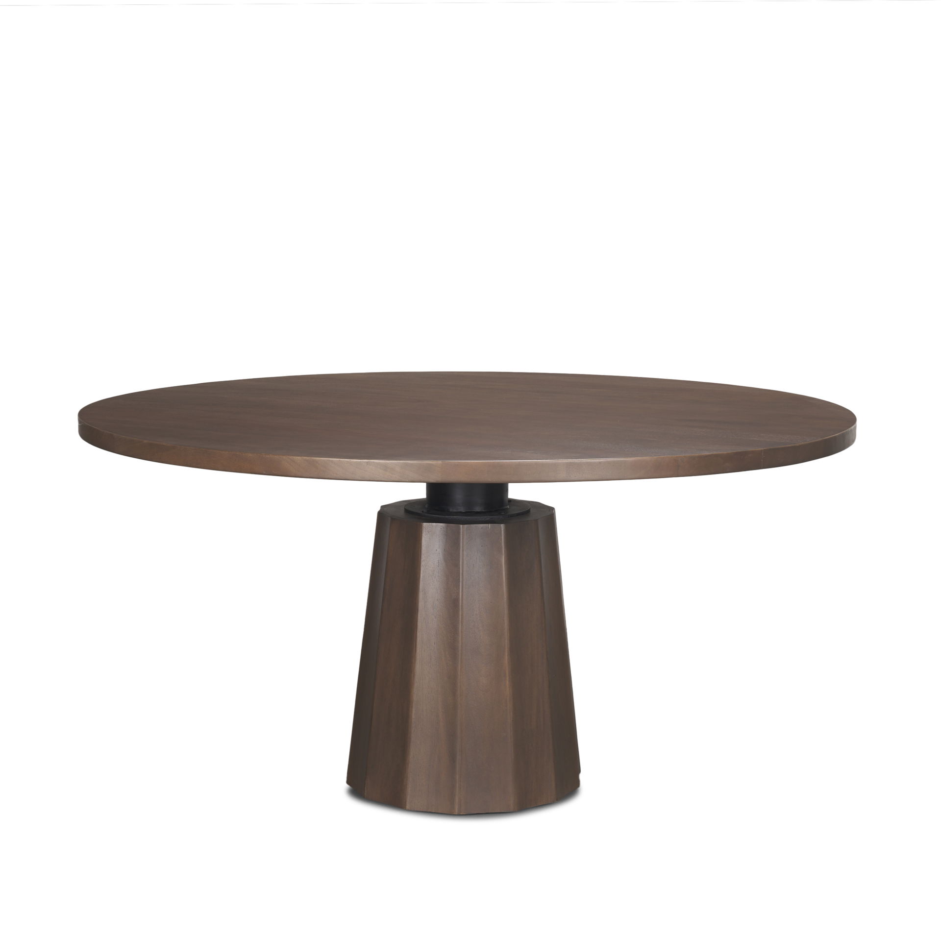 Swanson 60' Dark Brown Wood Round Pedestal Dining Table, by Mercana, 60" length x 60" width x 30" height View 1
