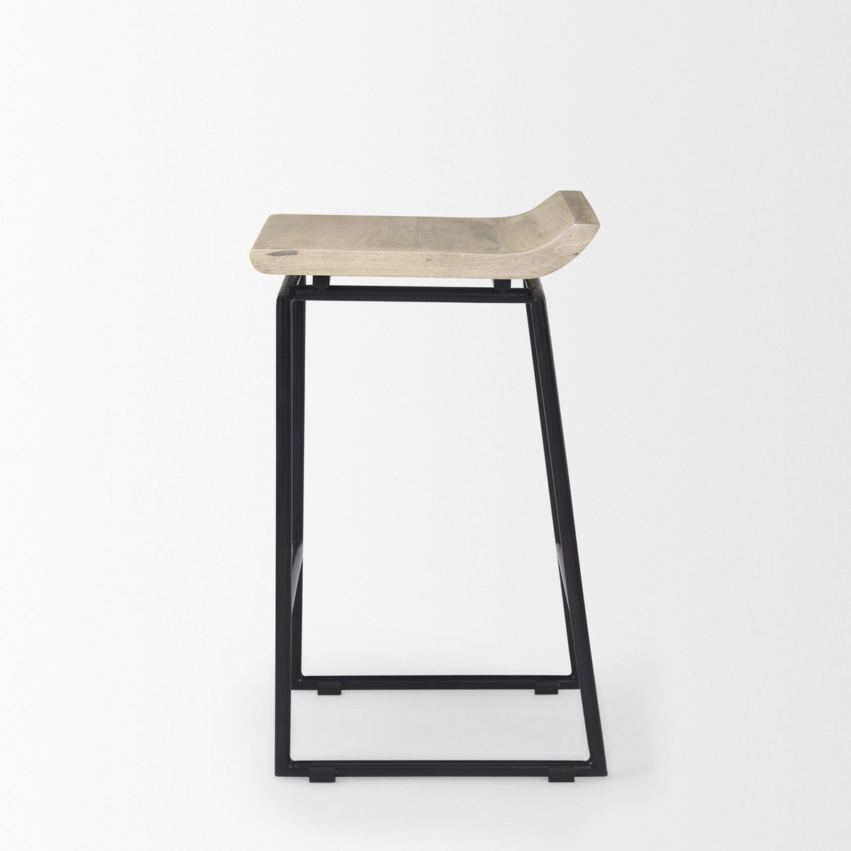 Givens Backless 26in Seat Counter Stool | Natural Wood with Black Metal, Counter & Bar Stool by Mercana, 14.1" length x 15.8" width x 26" height View 4