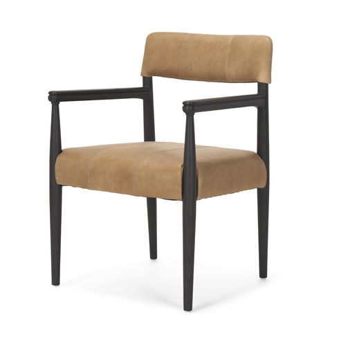 Toni Dark Brown Wood with Chestnut Leather Dining Chair