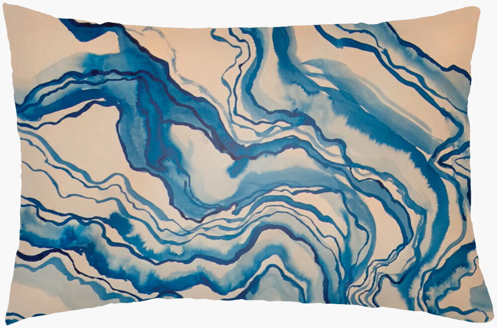Watercolor Marble Lumbar Pillow, Decorative Pillow by Surya, 14" length x 22" width