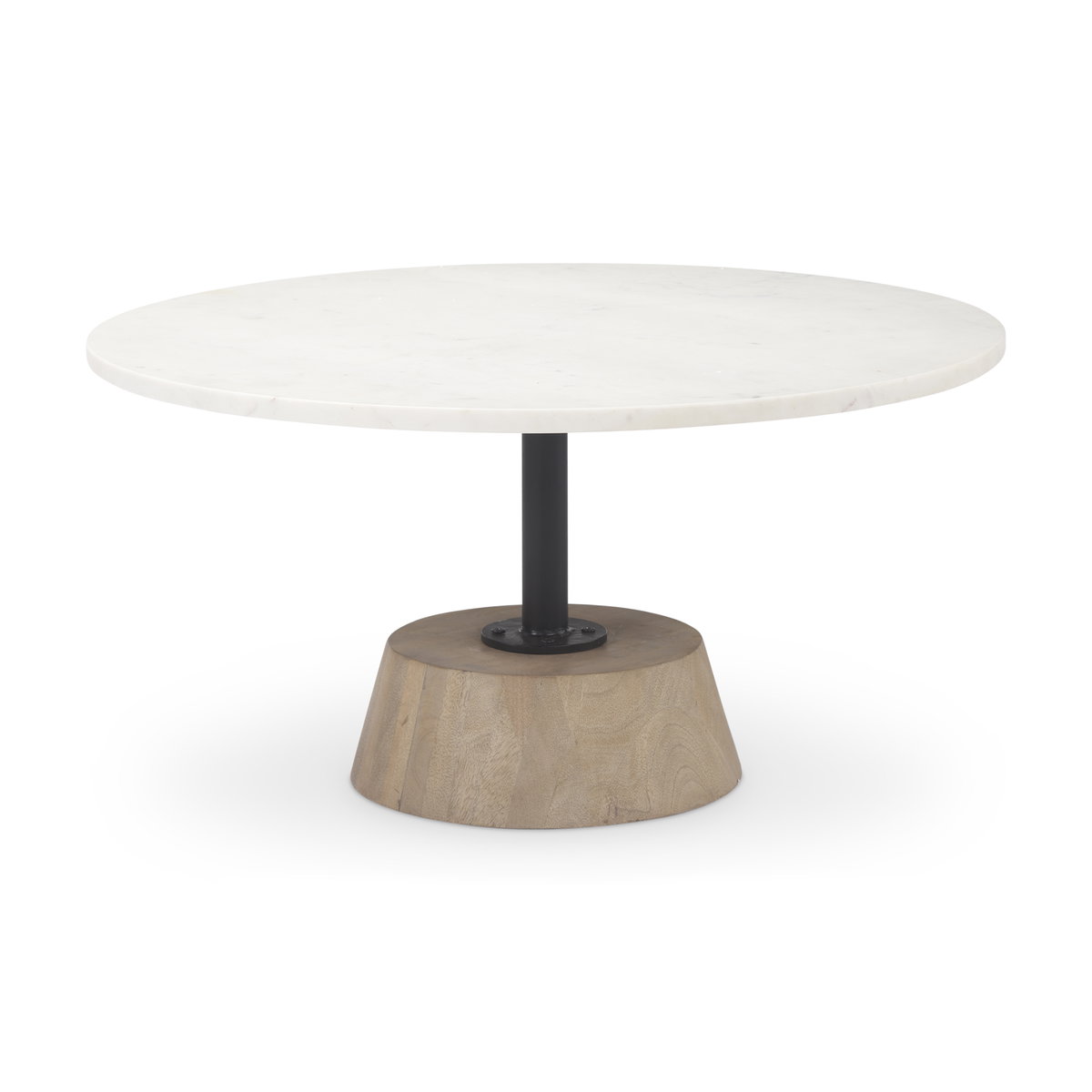 Maxwell  Marble Top Pedestal Base Round Coffee Table, by Mercana, 34" length x 34" width x 16" height View 1