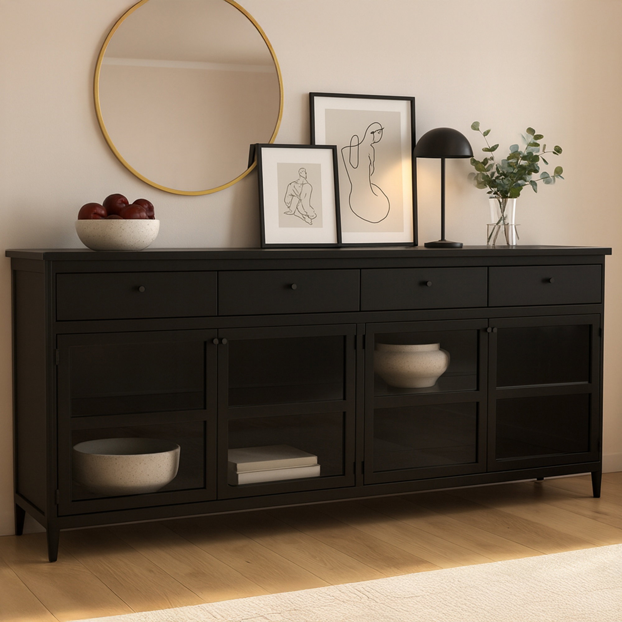 Henry Metal Sideboard Black, Cabinets & Sideboard by Moe's Home, 95" width x 39.5" height x 16" depth View 8