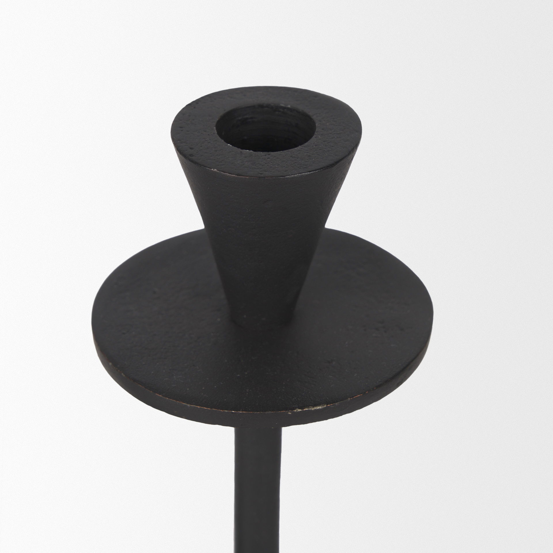 Petria Matte Black Textured Metal Taper Candle Holders large image 