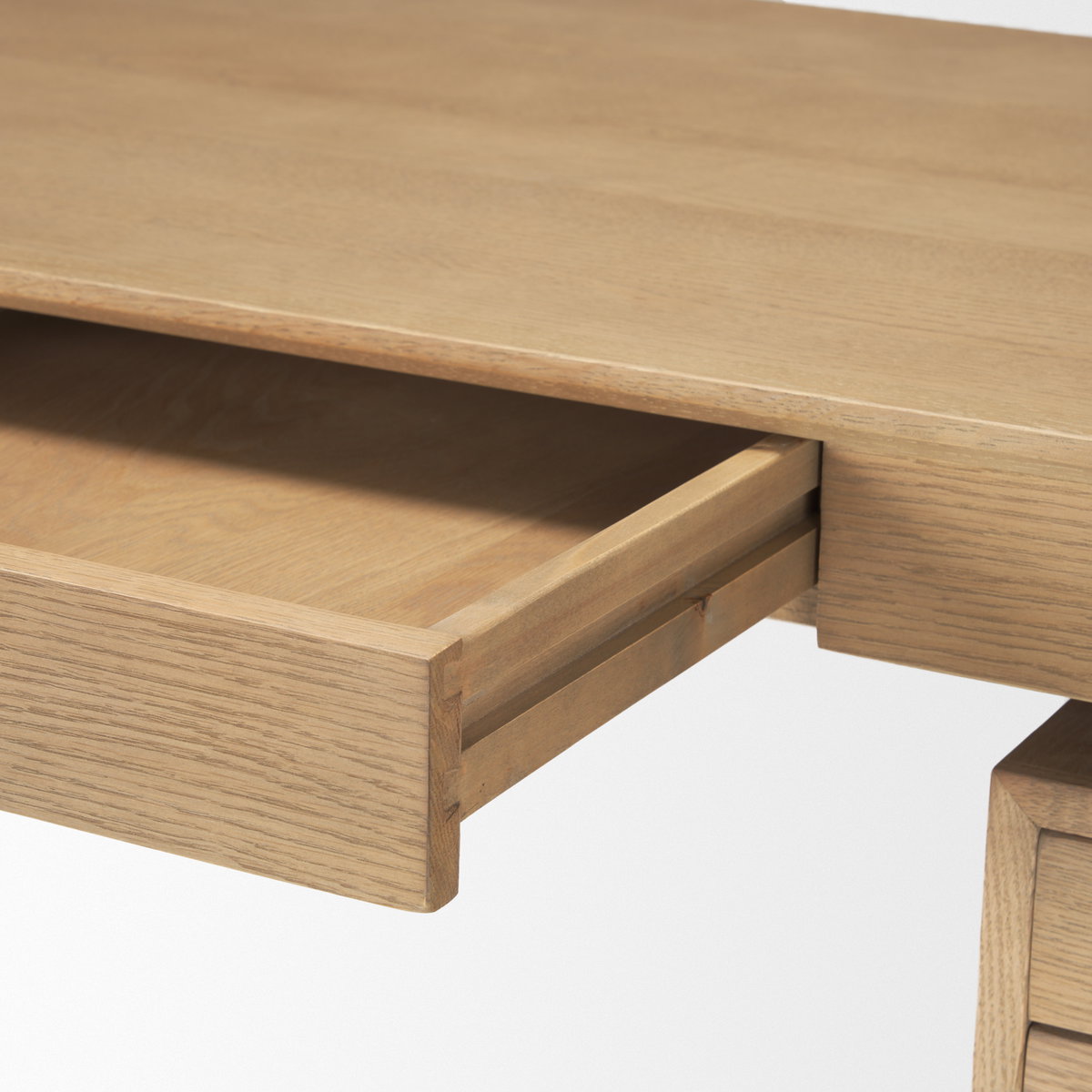 Tino Light Brown Oak Wood with 4 Drawers Desk, by Mercana, 55.12" length x 26.77" width x 29.92" height View 12