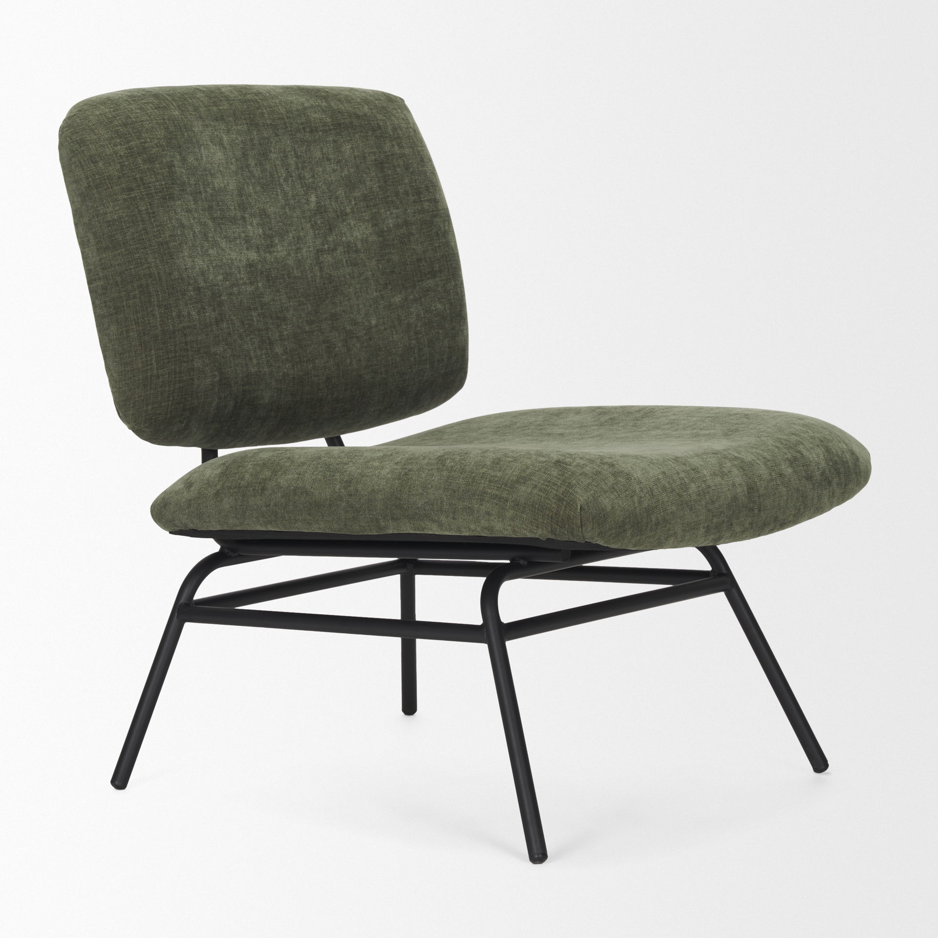Nora Forest Green Fabric with Matte Black Metal Legs Accent Chair large image 