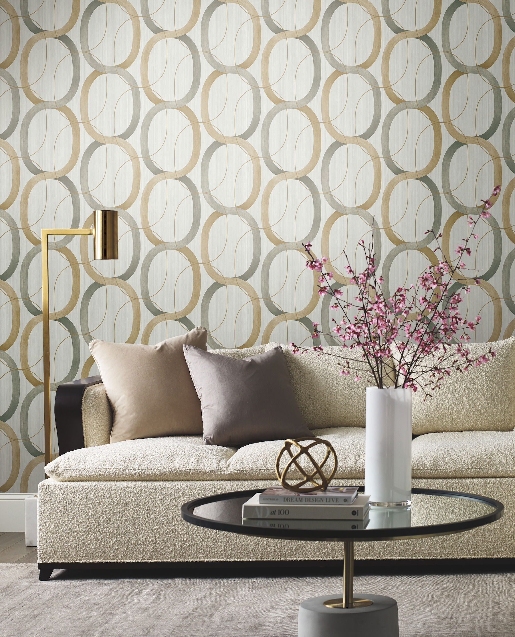 Interlock Dark Taupe Wallpaper, by York Wall, 33' length x 1'8.5" width x 0.02" depth View 2