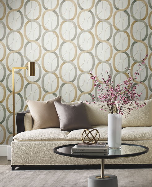 Interlock Dark Taupe Wallpaper