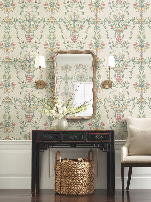 Luxembourg Beige & Red Wallpaper