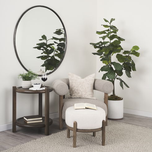 Romi Dark Brown Wood with Bottom Shelf Round Accent Table