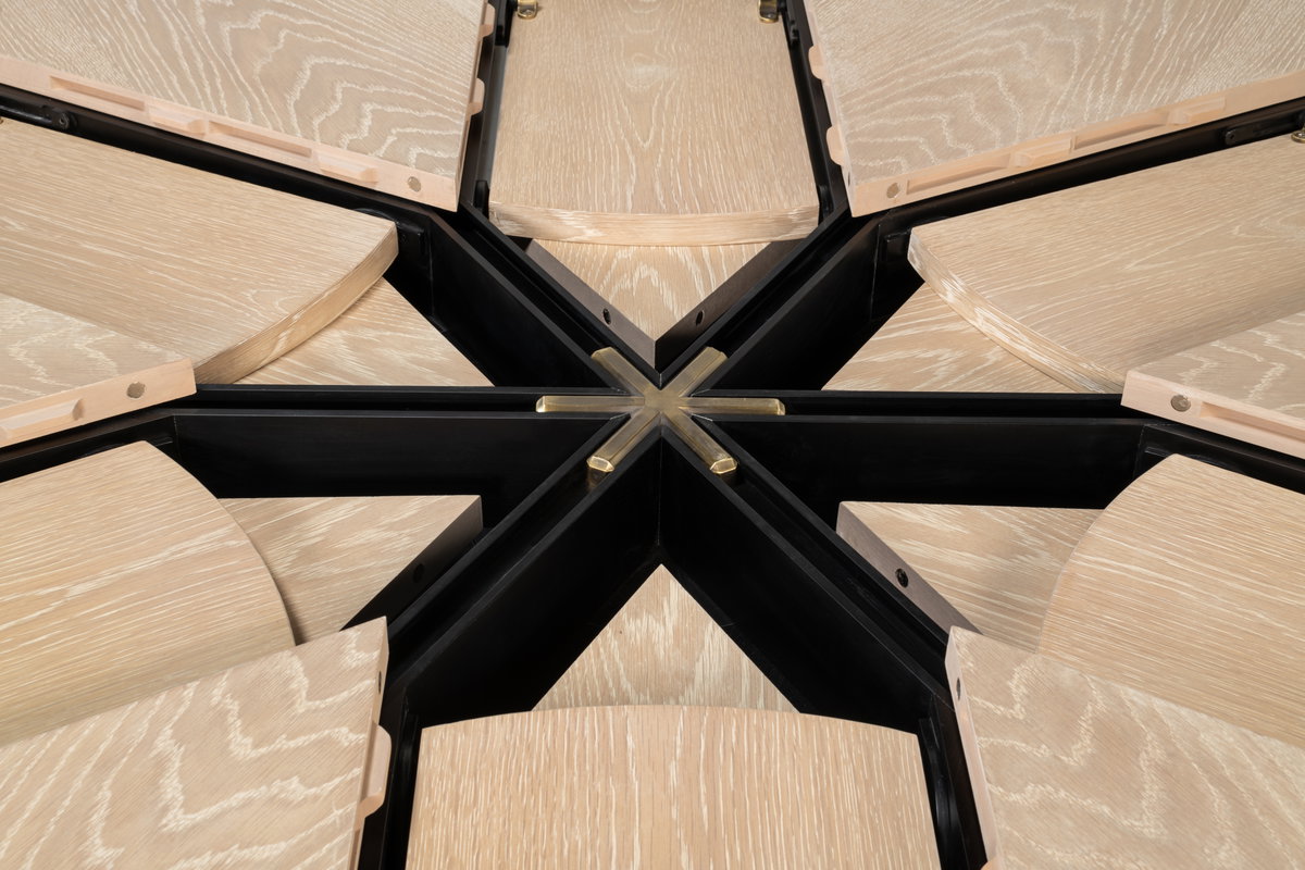 Tower Jupe Dining Table Med Bleached Oak, by Sarreid, 4'7" length x 4'7" width x 2'6" height View 7