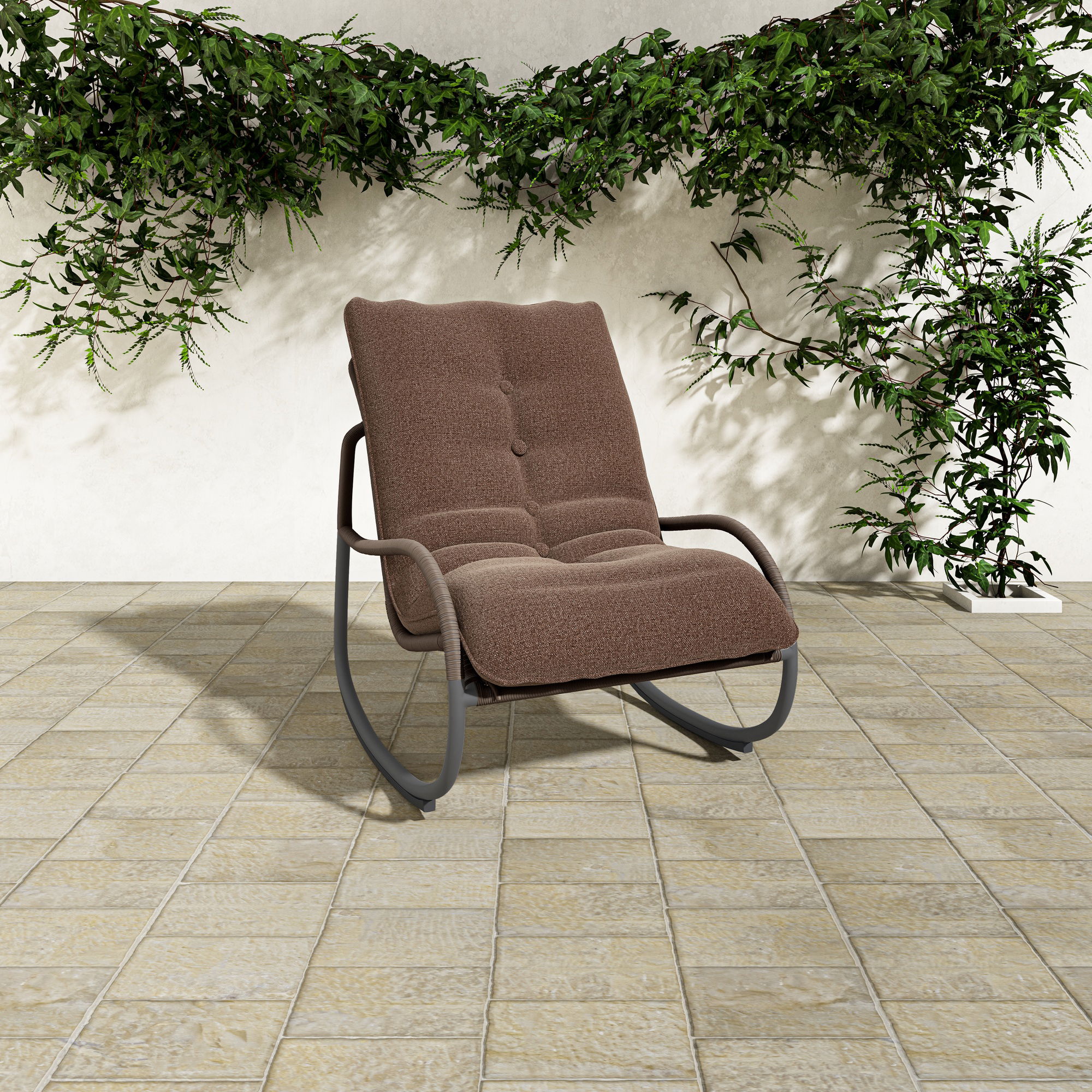 Lyra Outdoor Rocking Chair Brown, Outdoor Chair by Moe's Home, 2'2.77" width x 2'10" height x 3'2" depth View 8