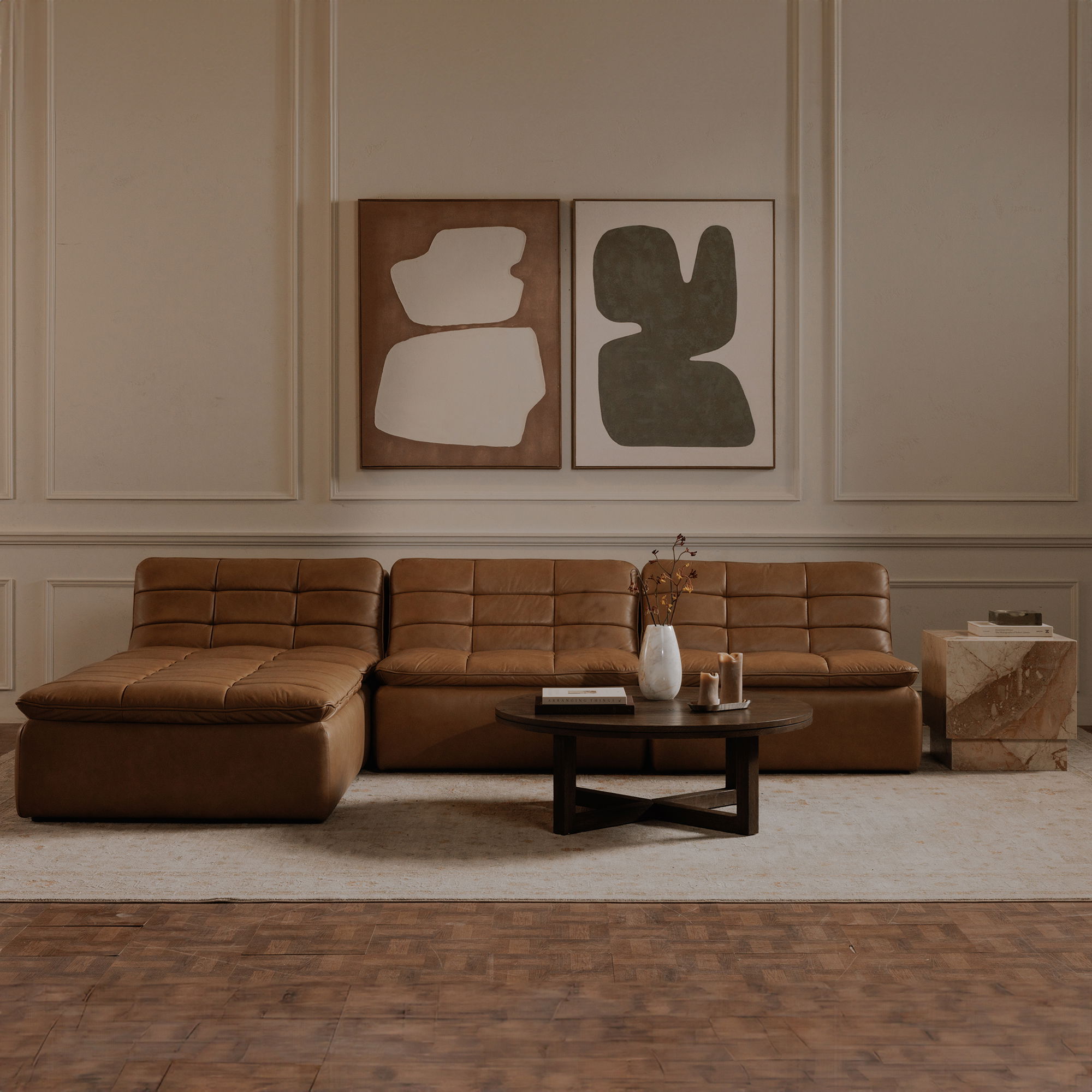 Joel Coffee Table Dark Brown, by Moe's Home, 42" width x 15" height x 42" depth View 9