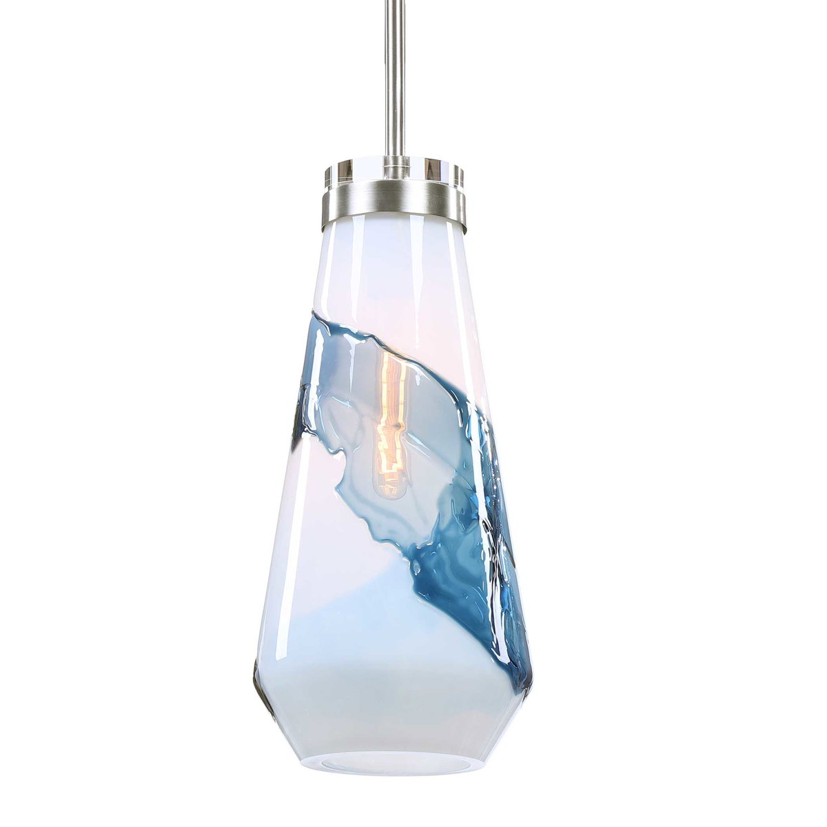Windswept Blue & White 1 Light Mini Pendant, Mini Light Pendant by Uttermost, 8.25" width x 18" height x 8.25" diameter x 8.25" depth View 5