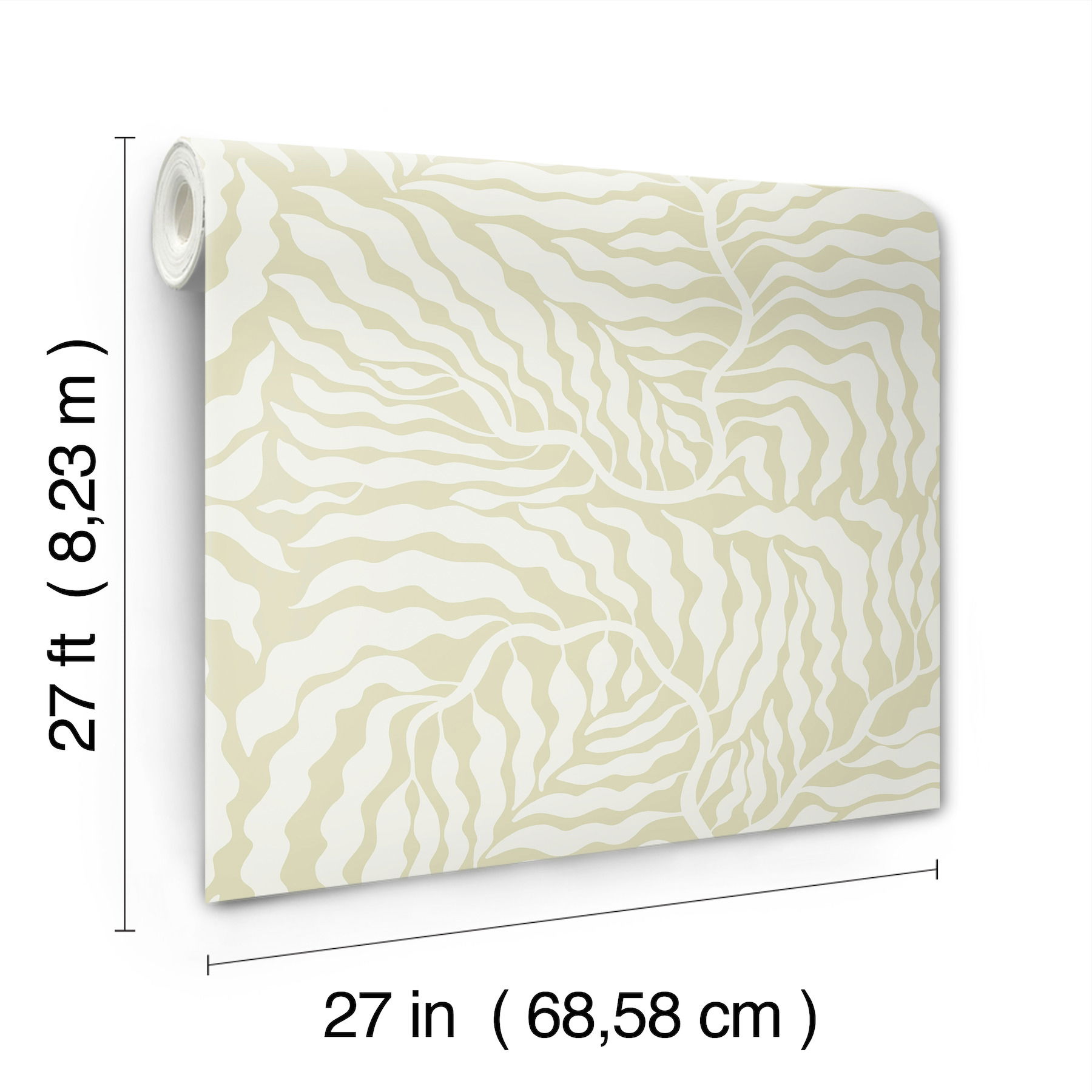 Fern Fronds Light Green & White Wallpaper large image 