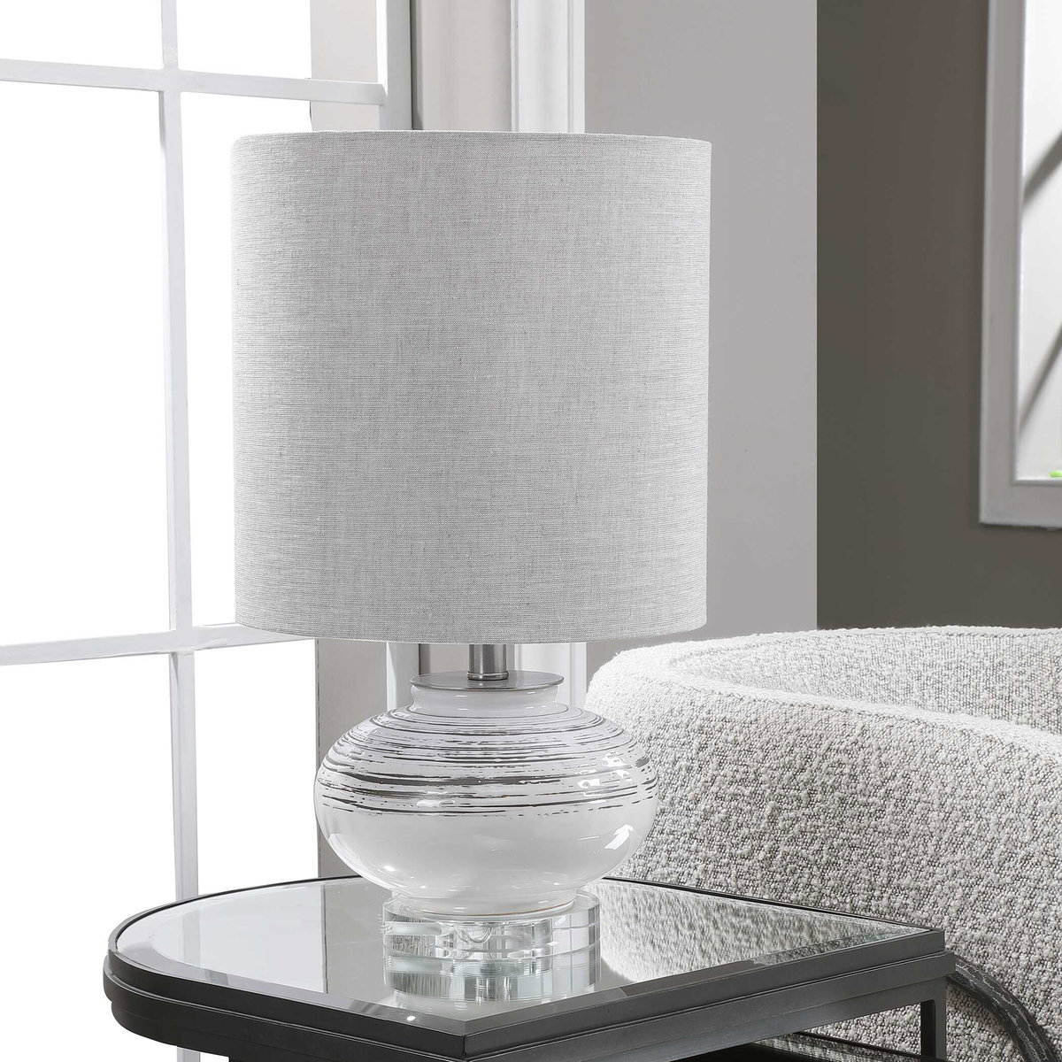 Lenta Off-White Accent Lamp, by Uttermost, 1' width x 1'8.5" height x 1' depth View 4