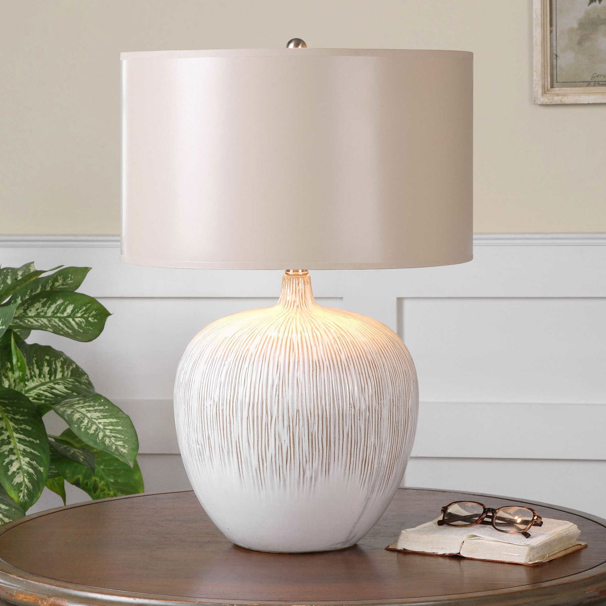 Georgios Textured Ceramic Lamp, Table Lamp by Uttermost, 16" width x 23.25" height x 16" depth View 4