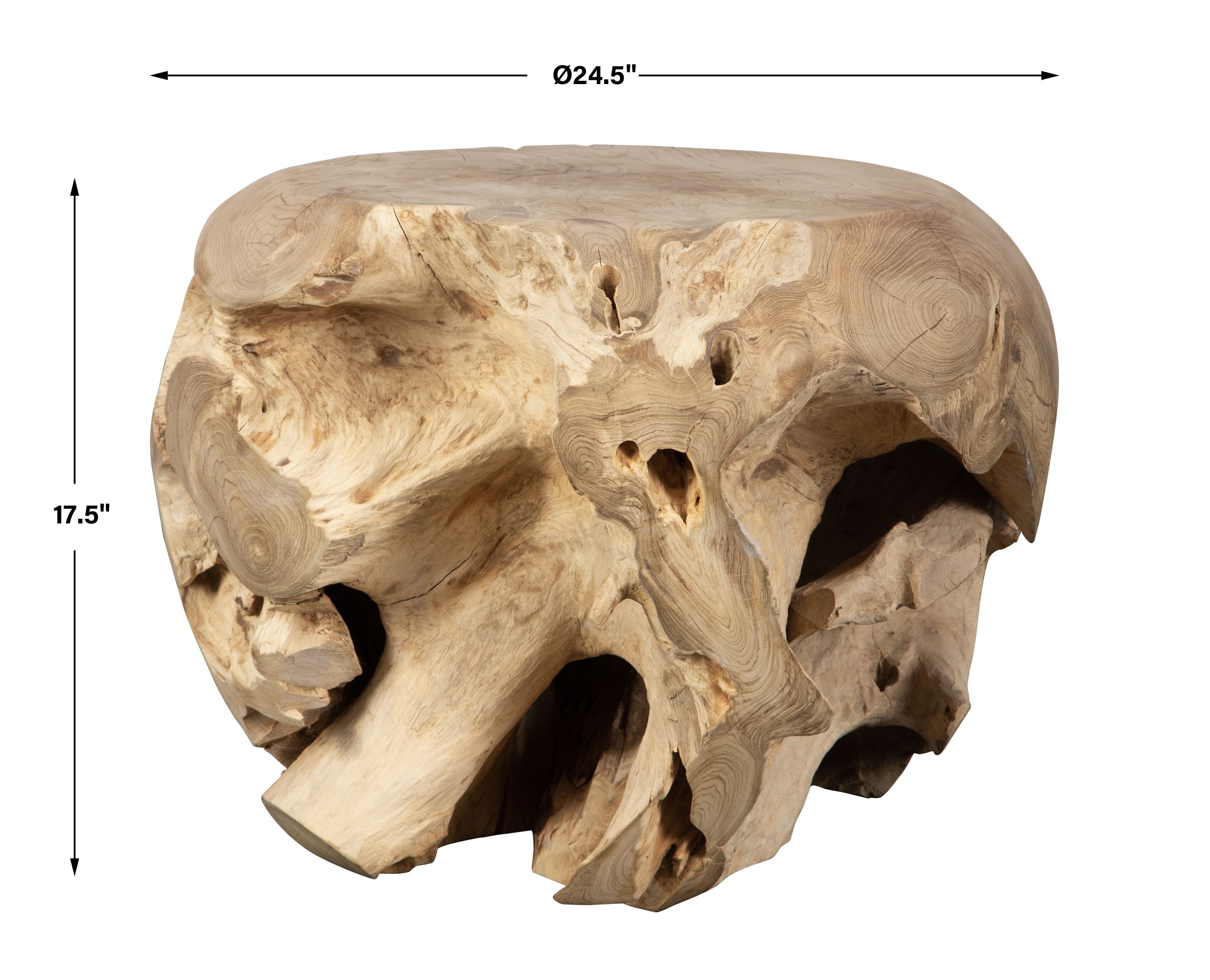 Sola Handcrafted Teak Side Table, Furniture by Uttermost, 24.5" width x 17.5" height x 24.5" depth View 3