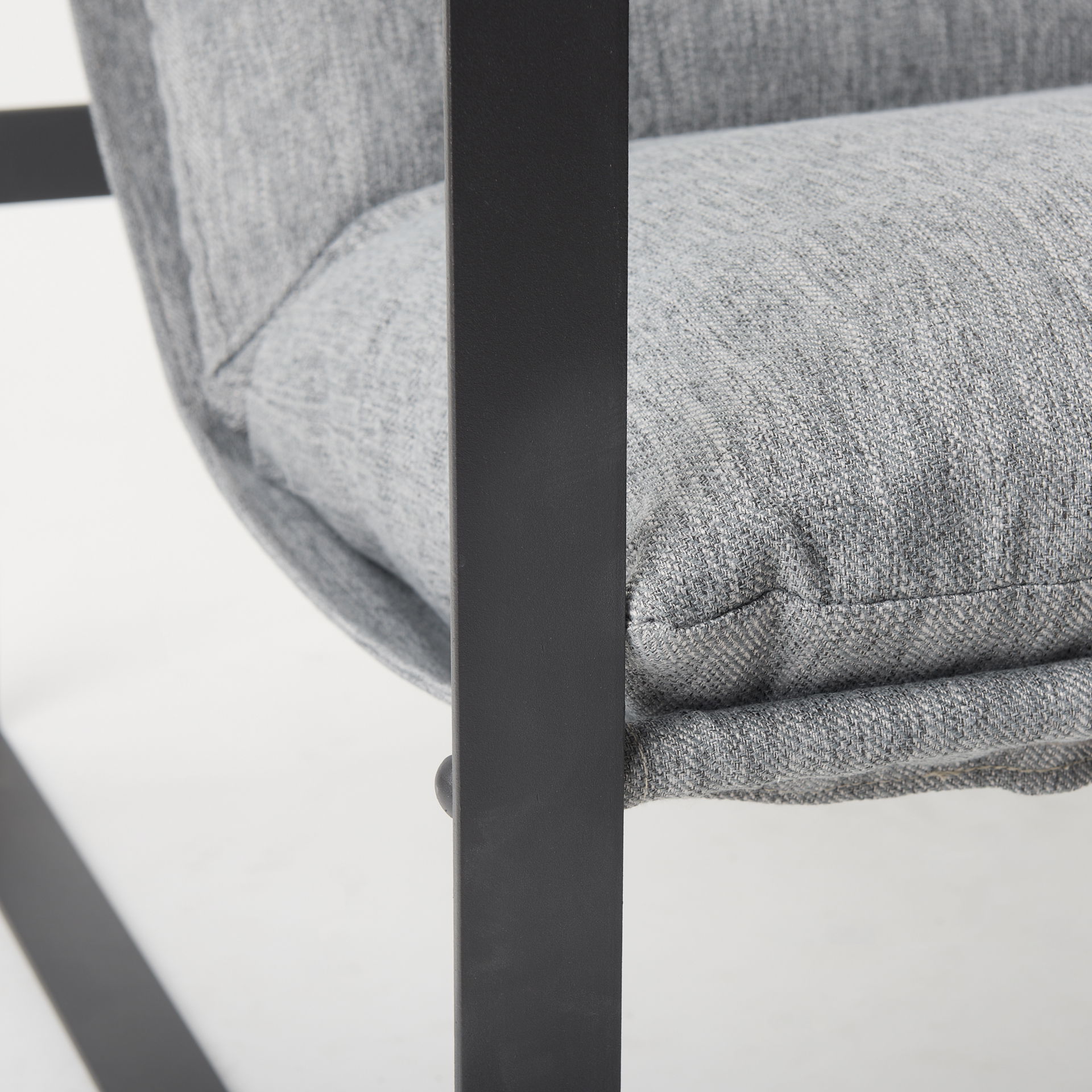 Guilia Castlerock Gray With Metal Frame Sling Accent Chair, by Mercana, 26.77" length x 34.88" width x 29.96" height View 14