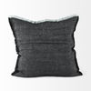 Malia 20L x 20W Black and Teal Fabric Fringed Pillow Cover thumbnail 3