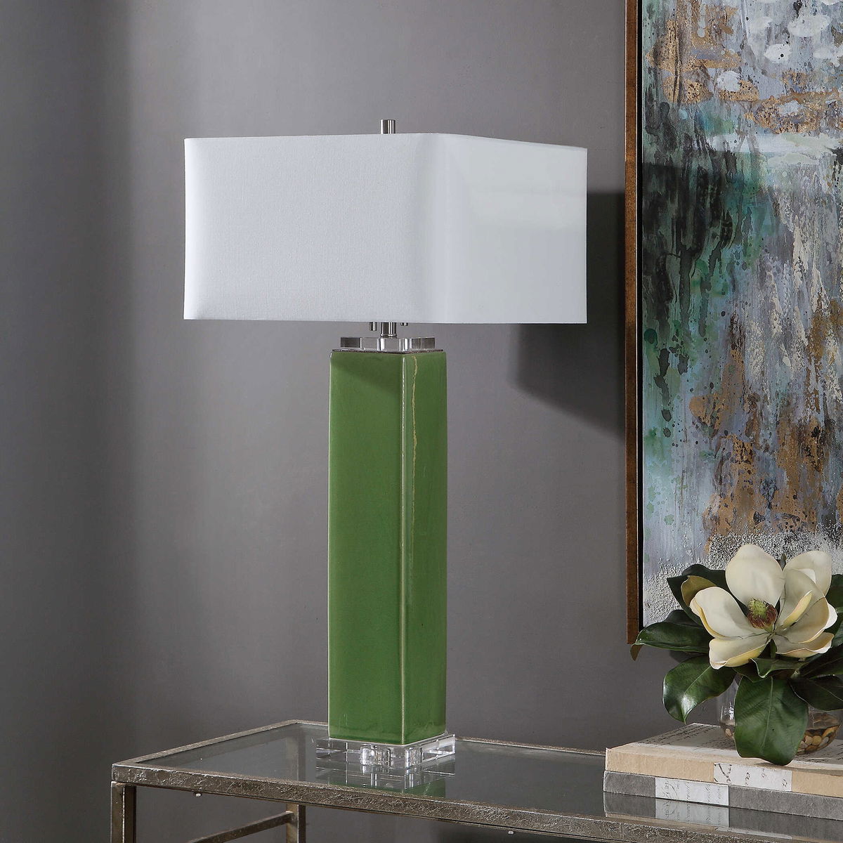 Aneeza Tropical Green Table Lamp, by Uttermost, 15" width x 32" height x 15" depth View 4