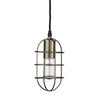 Hines I 4x8 Antiqued-Brass Metal Cage Pendant Light, by Mercana, 4" length x 4" width x 8" height thumbnail 1