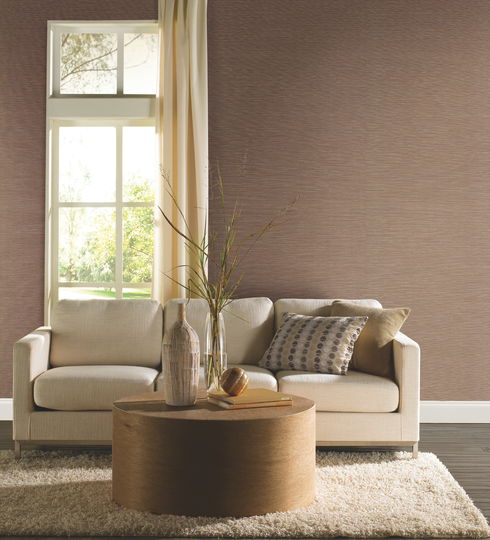 Ramie Weave Brown Wallpaper