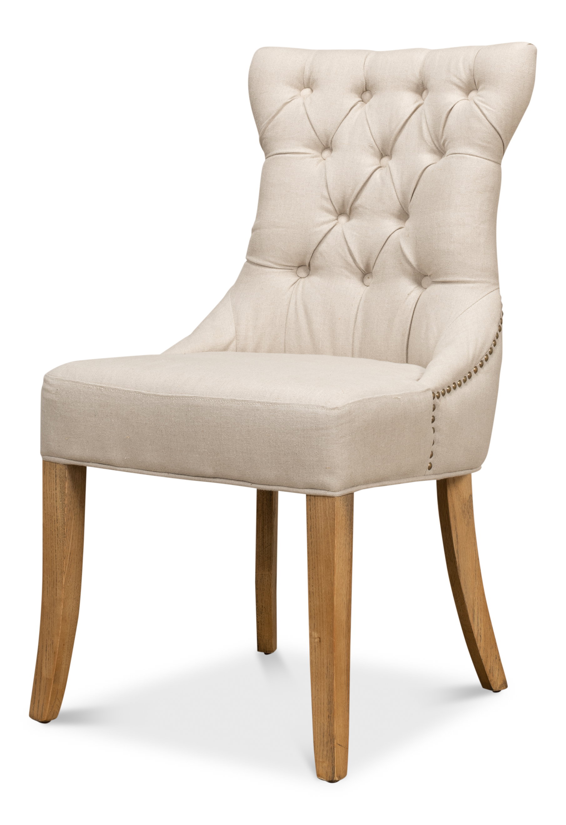 Sophie Side Chair, White Linen, Dining Chair by Sarreid, 20" length x 17" width x 38" height View 1