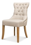 Sophie Side Chair, White Linen, Dining Chair by Sarreid, 20" length x 17" width x 38" height thumbnail 1