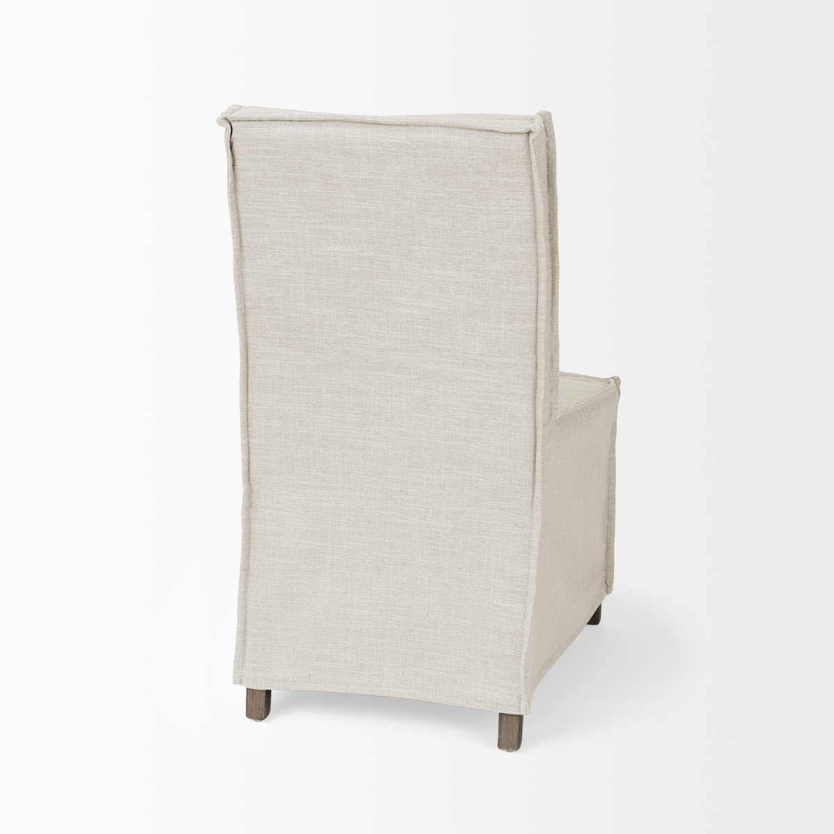 Elbert Solid Back Dining Side Chair | Cream Fabric with Brown Wood, Dining Chair by Mercana, 19.25" length x 21.75" width x 35.25" height View 9