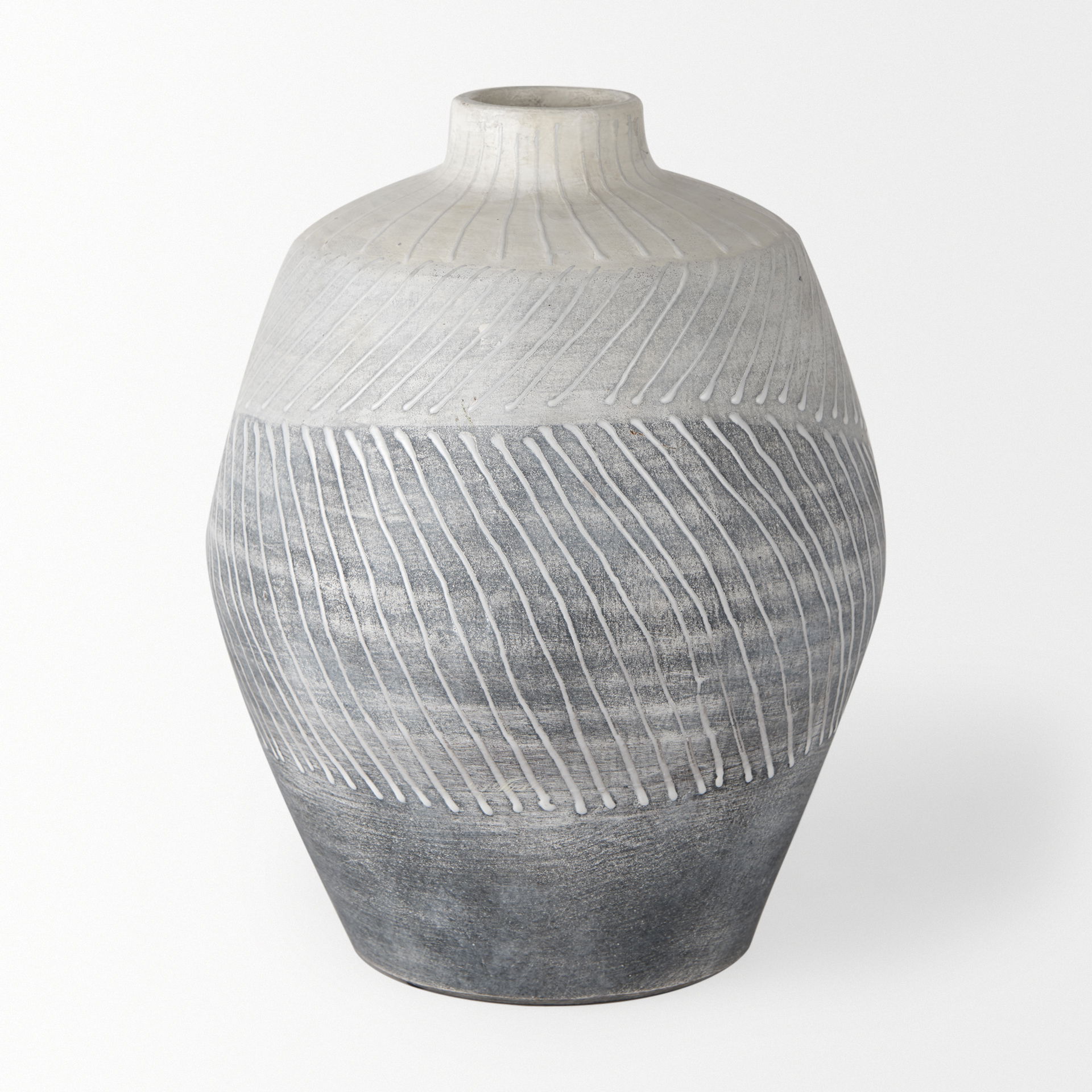 Blume 10H Off-White with Gray Textured Vase, by Mercana, 8.27" length x 8.27" width x 10.24" height View 3