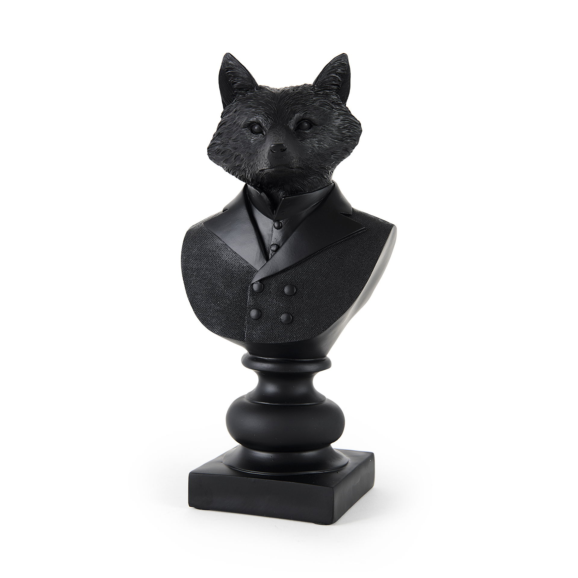 Murray  Black Painted Resin Fox in a Suit Bust large image 