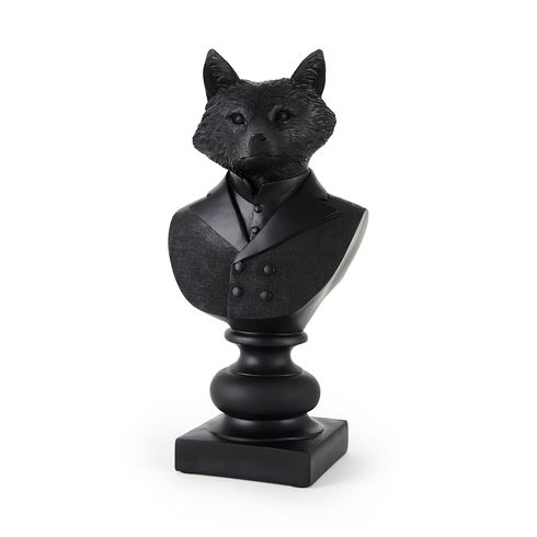 Murray  Black Painted Resin Fox in a Suit Bust