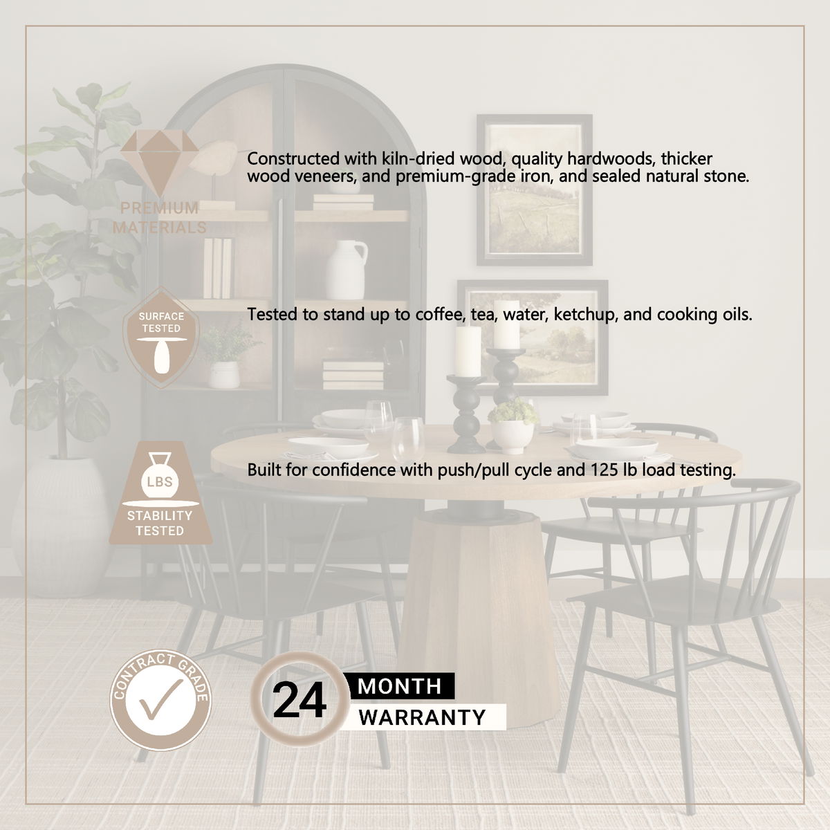 Swanson 60' Round Pedestal Dining Table | Modern | Light Brown Wood | Seats 6, by Mercana, 60" length x 60" width x 30" height View 4