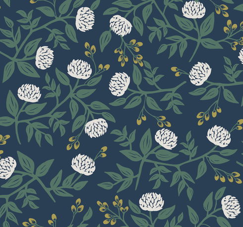 Peonies Navy Wallpaper