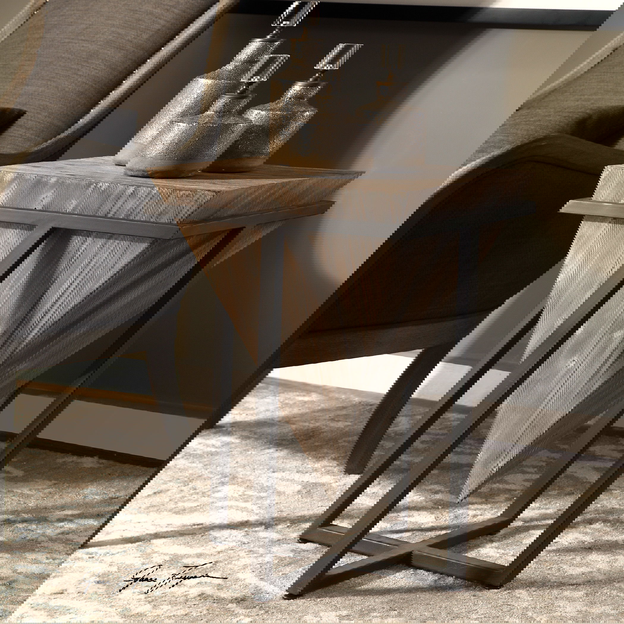 Bertrand Wood Accent Table, Furniture by Uttermost, 18.25" width x 25.25" height x 18.25" depth View 7