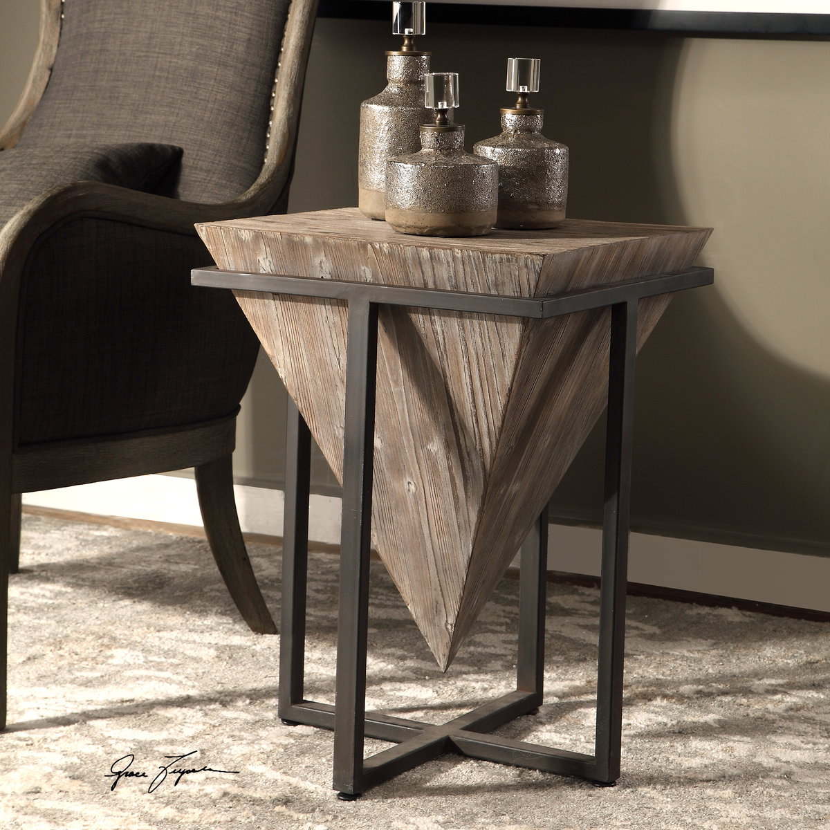 Bertrand Wood Accent Table, Furniture by Uttermost, 18.25" width x 25.25" height x 18.25" depth View 7