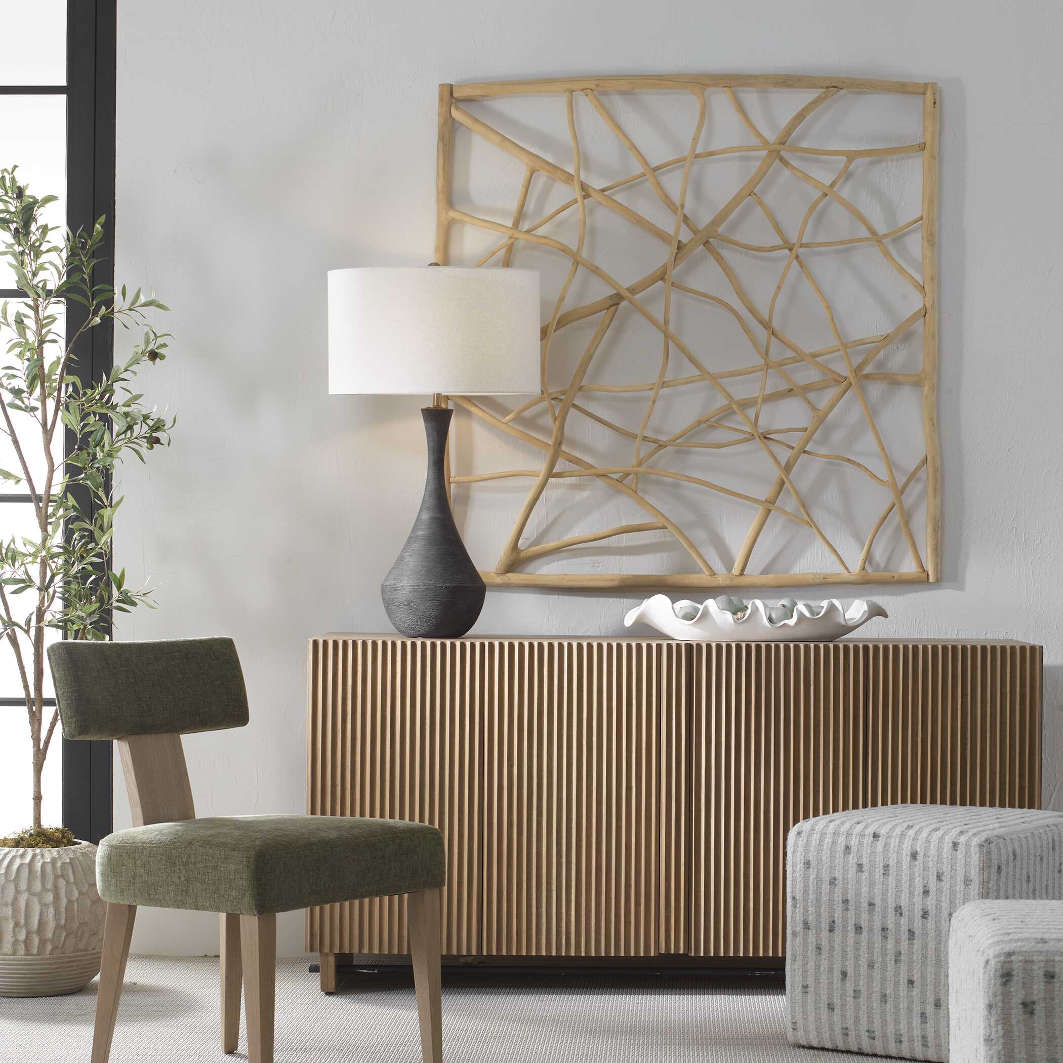 Tangled Up Outdoor Teak Wall Decor, Sculptural Wall Art by Uttermost, 47" width x 47" height x 5.75" depth View 2