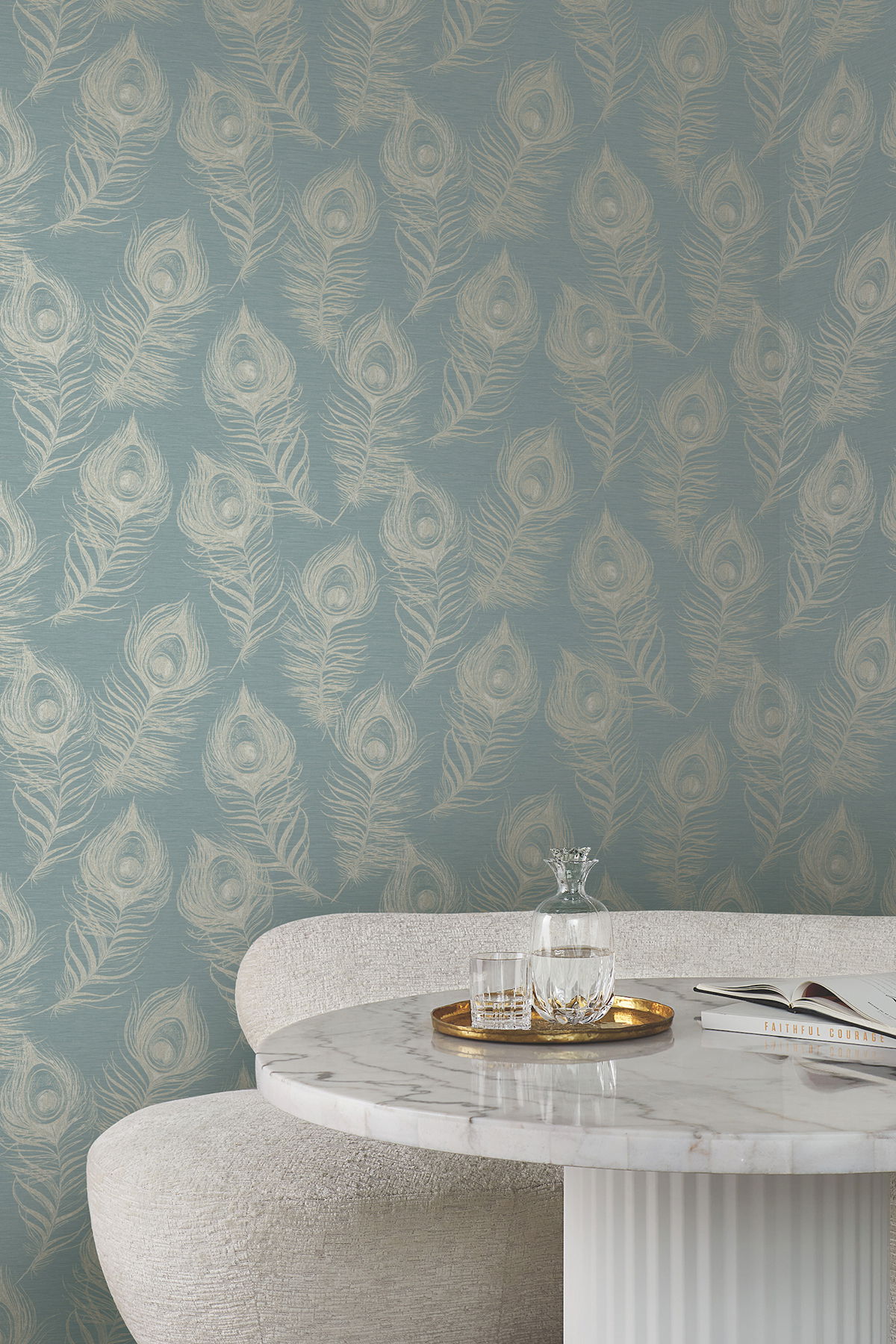 Regal Peacock Dark Teal Wallpaper large image 