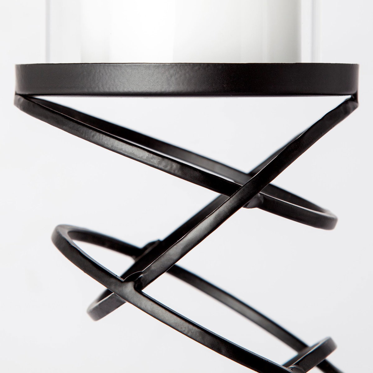 Omega I Small Black Metal Stacked Ring Table Candle Holder, Candles & Candle Holder by Mercana, 4.75" length x 4.75" width x 13.5" height View 4