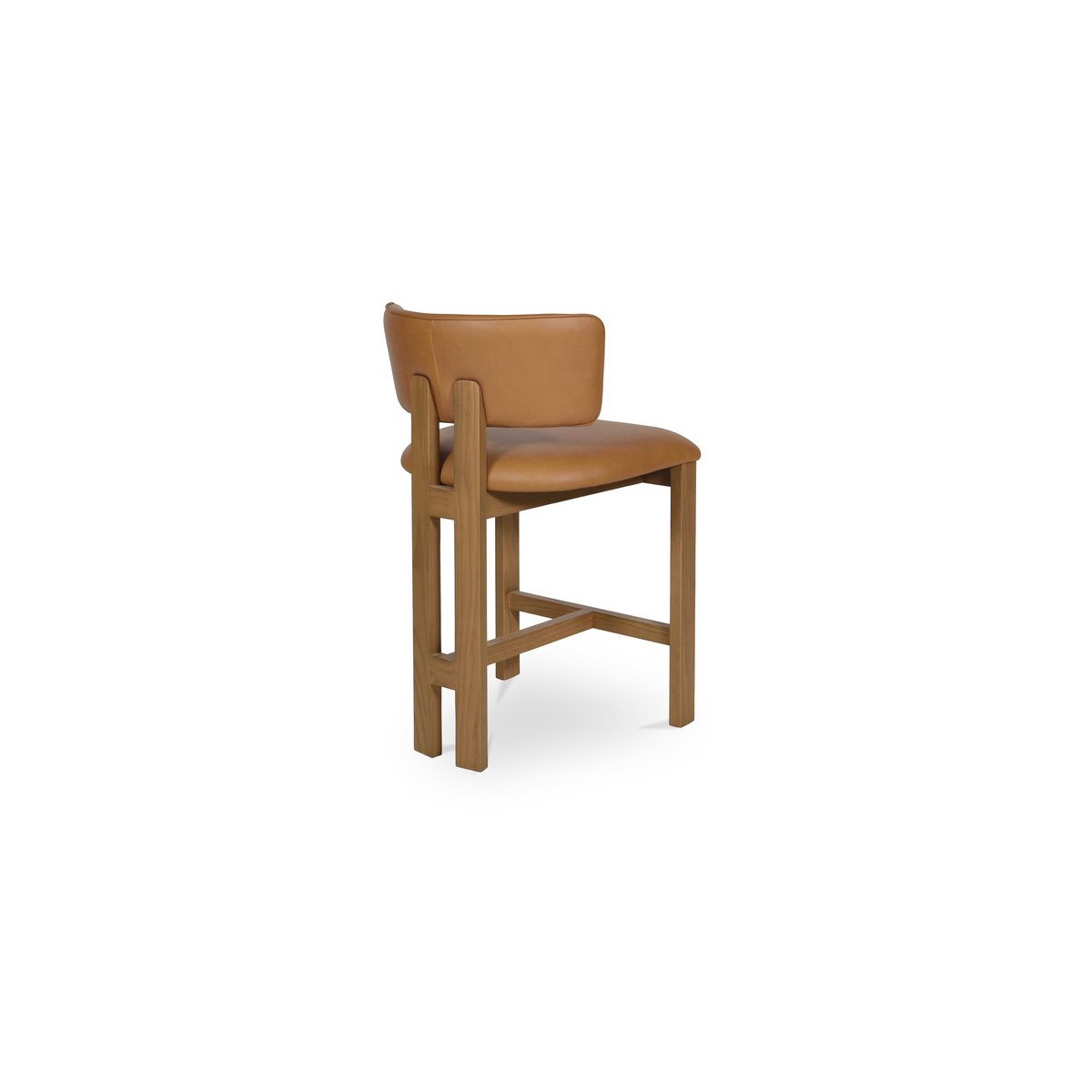 Morel Counter Stool Brown Leather, Counter & Bar Stool by Moe's Home, 21.25" width x 35.43" height x 22.04" depth View 3