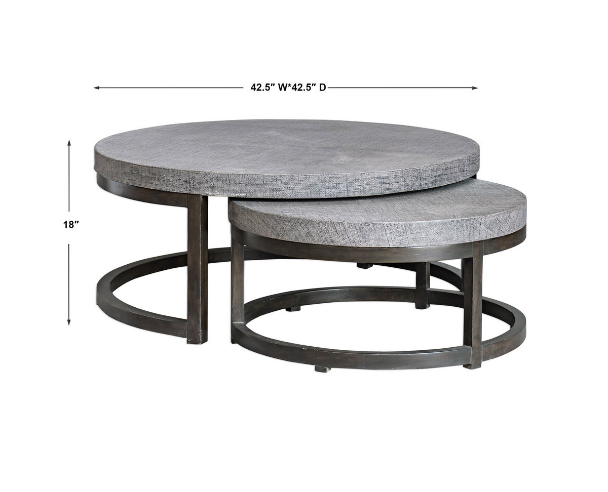 Aiyara Gray Nesting Tables Set/2, Side & End Table by Uttermost, 42.5" width x 18" height x 42.5" depth View 3