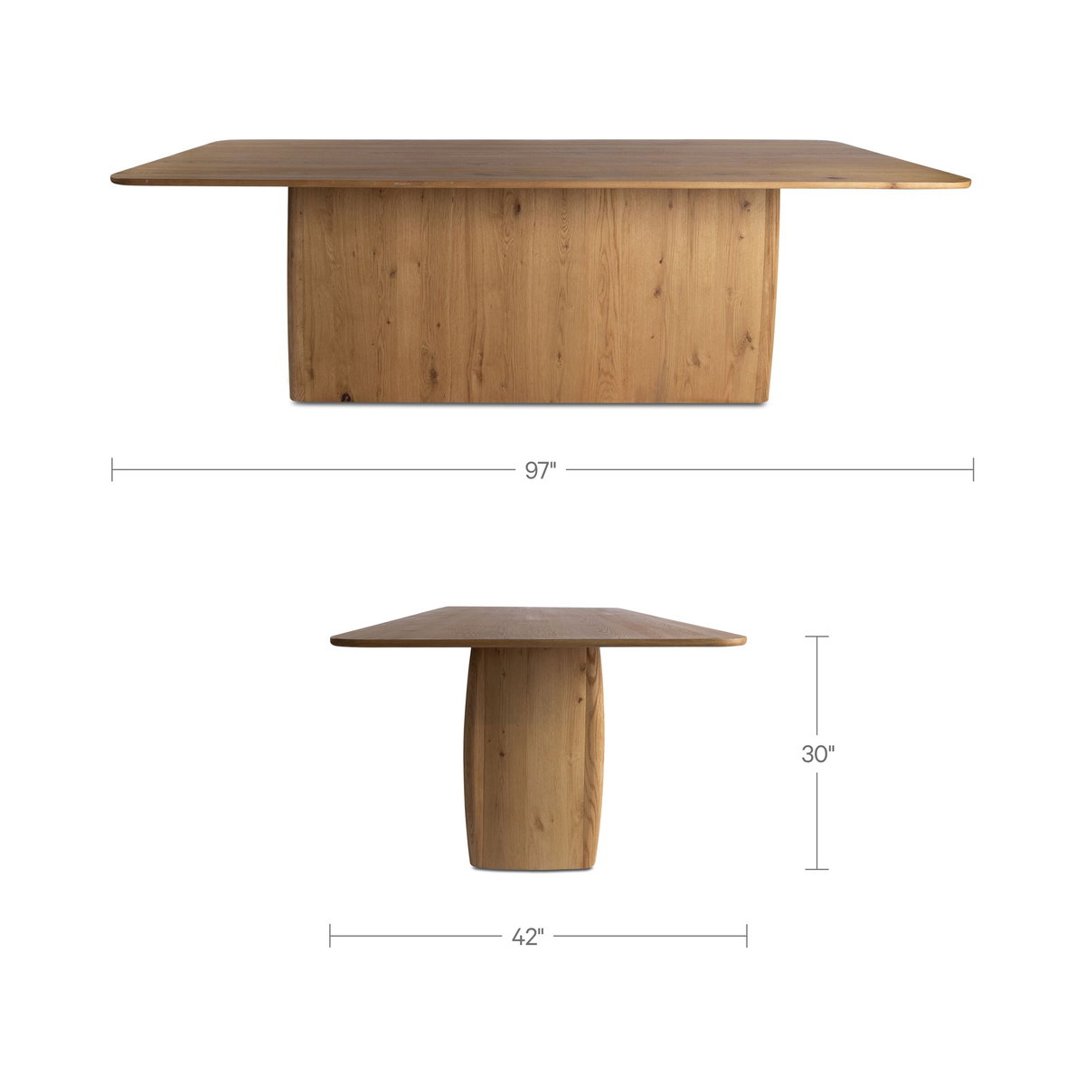 Winston Dining Table Rustic Oak, by Moe's Home, 97" width x 30" height x 42" depth View 5