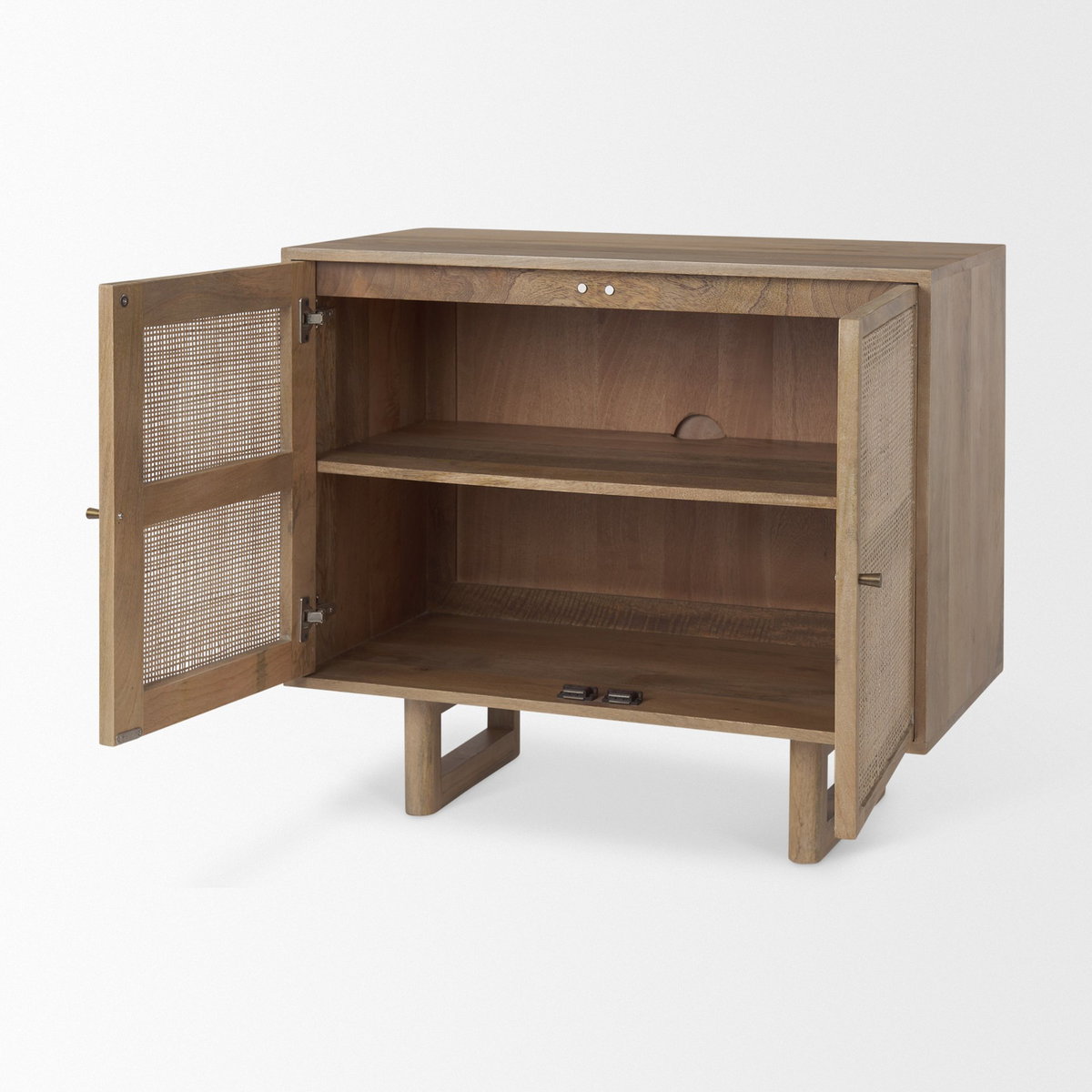 Grier 36' Light Brown Wood with Cane 2 Door Accent Cabinet, Cabinets & Chest by Mercana, 36" length x 18.75" width x 31" height View 8