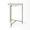 Stella 17L x 17W White Round Marble Top with Gold Base Accent Table, Side & End Table by Mercana, 16.5" length x 16.5" width x 23" height thumbnail 8