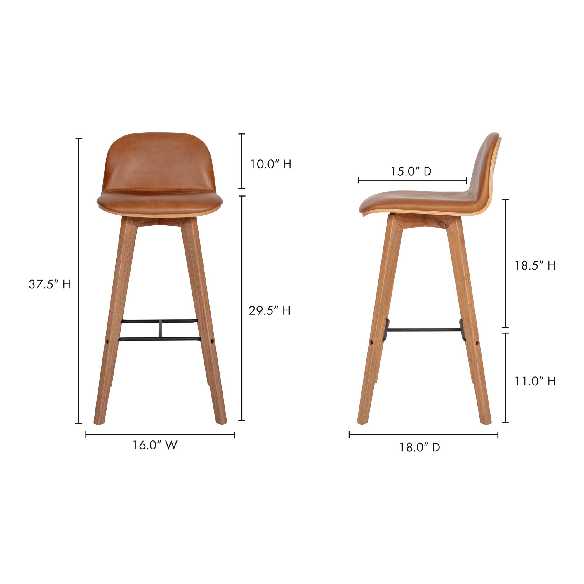 Napoli Leather Bar Stool large image 