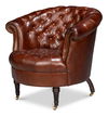 Bastian Armchair, Newark Brown Leather, Seating by Sarreid, 33" length x 33" width x 31" height thumbnail 1